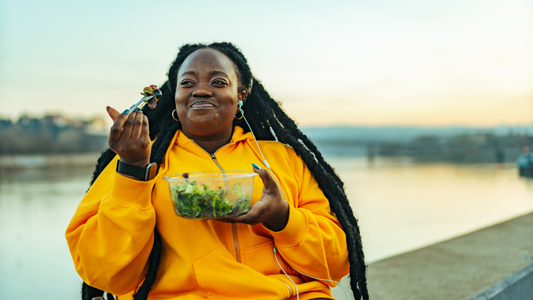 woman eating a salad