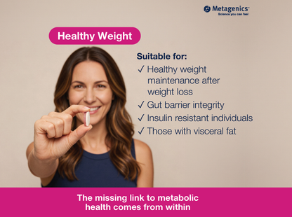 Information about healthy weight management support with Healthy Weight with Glucose Control and lifestyle imagery