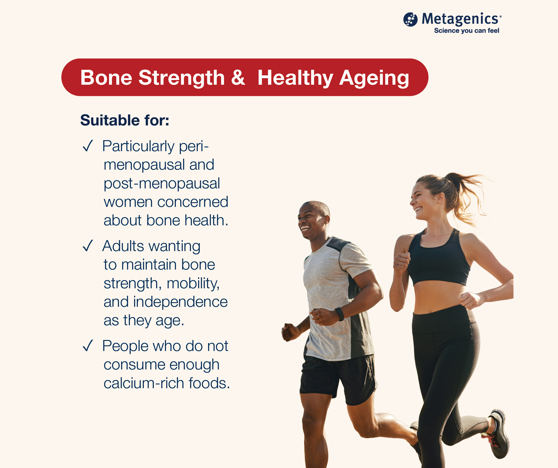 'Bone Strength & Healthy Ageing' image showcasing who Bone Builder Chewable is meant for.