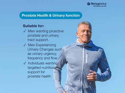 Information about prostate and urinary health support with Concentrated Ultra Prostagen and an active lifestyle image
