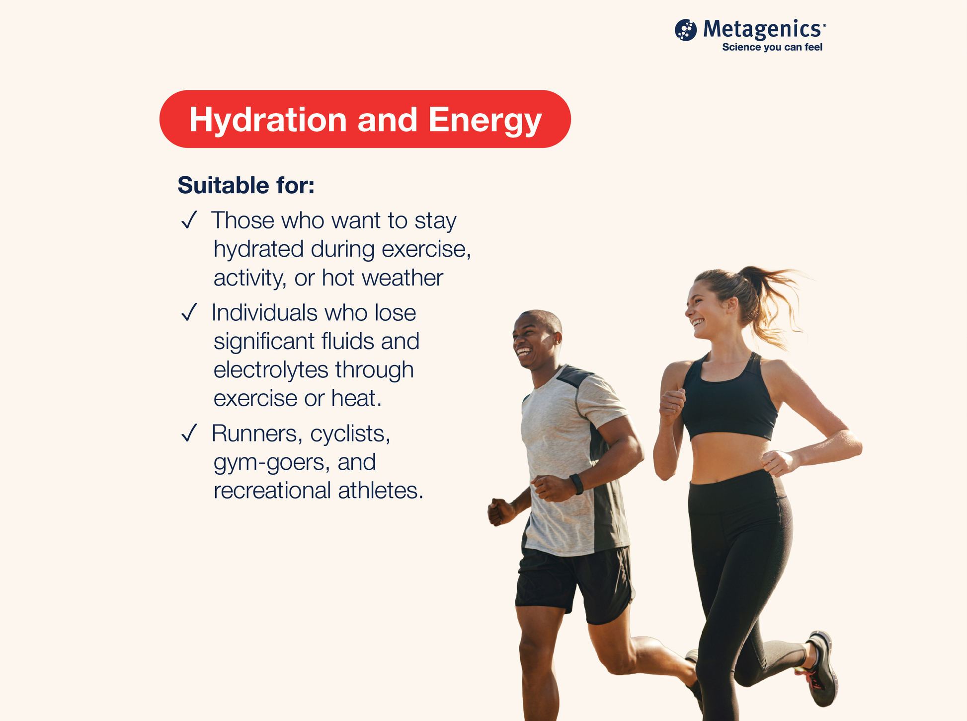 Information about hydration and energy support with Endura Electrolyte Powder and active lifestyle imagery
