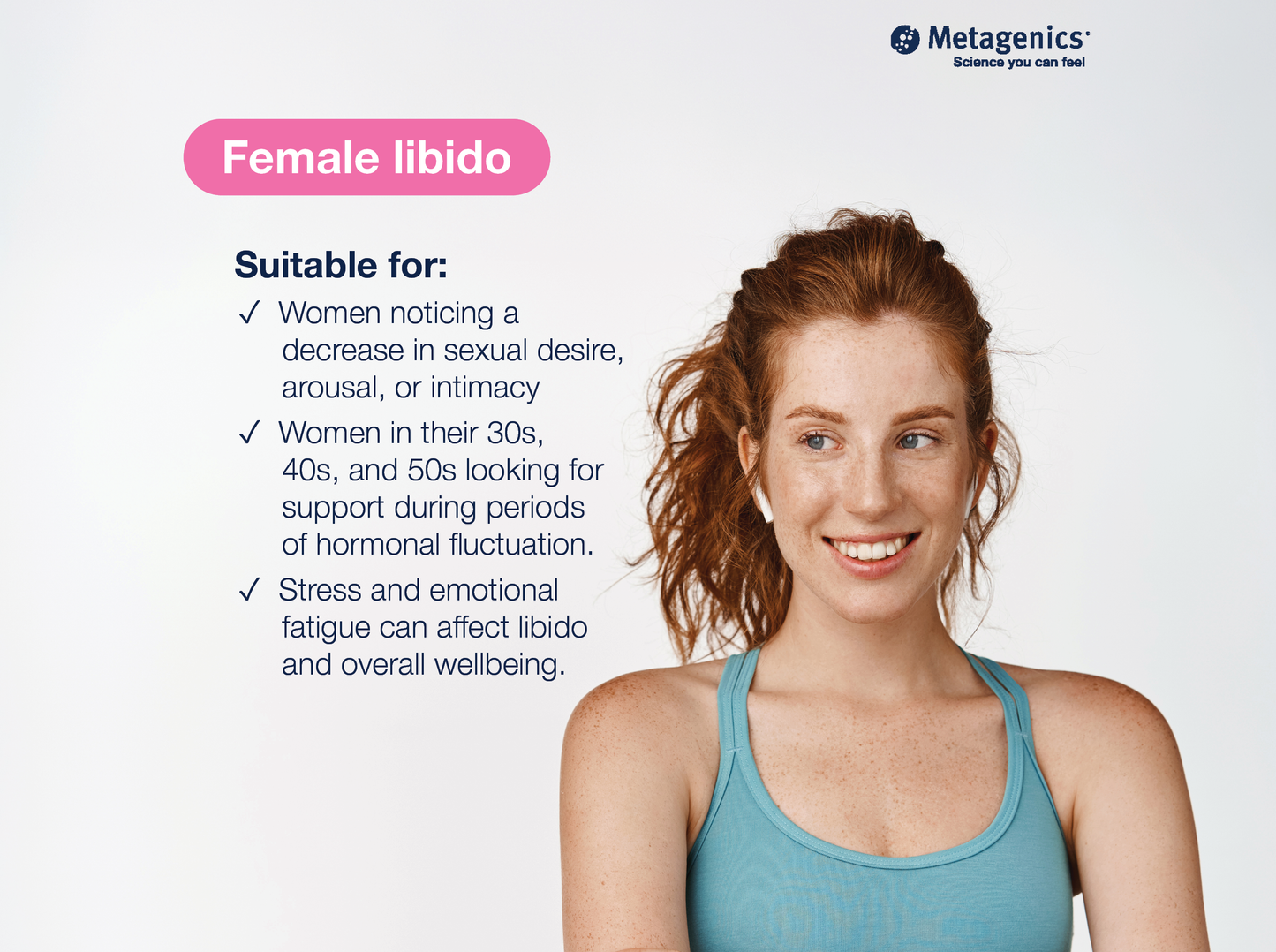 Information about female vitality, relaxation and wellbeing support with HerSynergy and lifestyle imagery