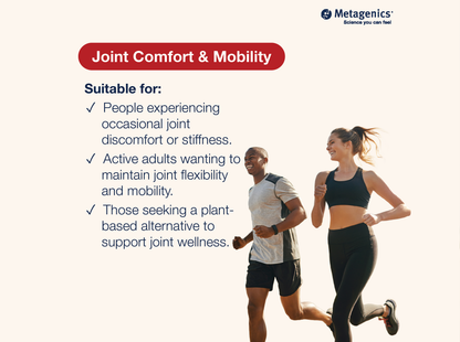 Information about joint comfort, mobility and active lifestyle support with Kaprex and lifestyle imagery