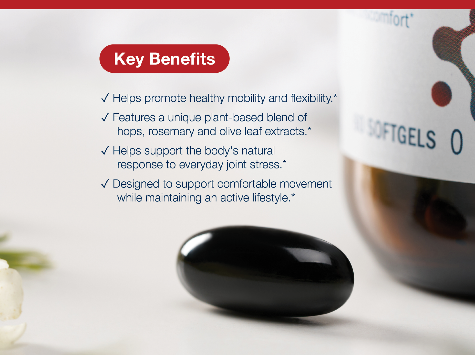Kaprex softgel capsule displayed beside key product benefits and Metagenics branding