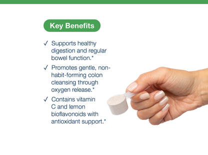 Key Benefits of Magnozone Powder with a hand holding a scoop of Magnozone Powder