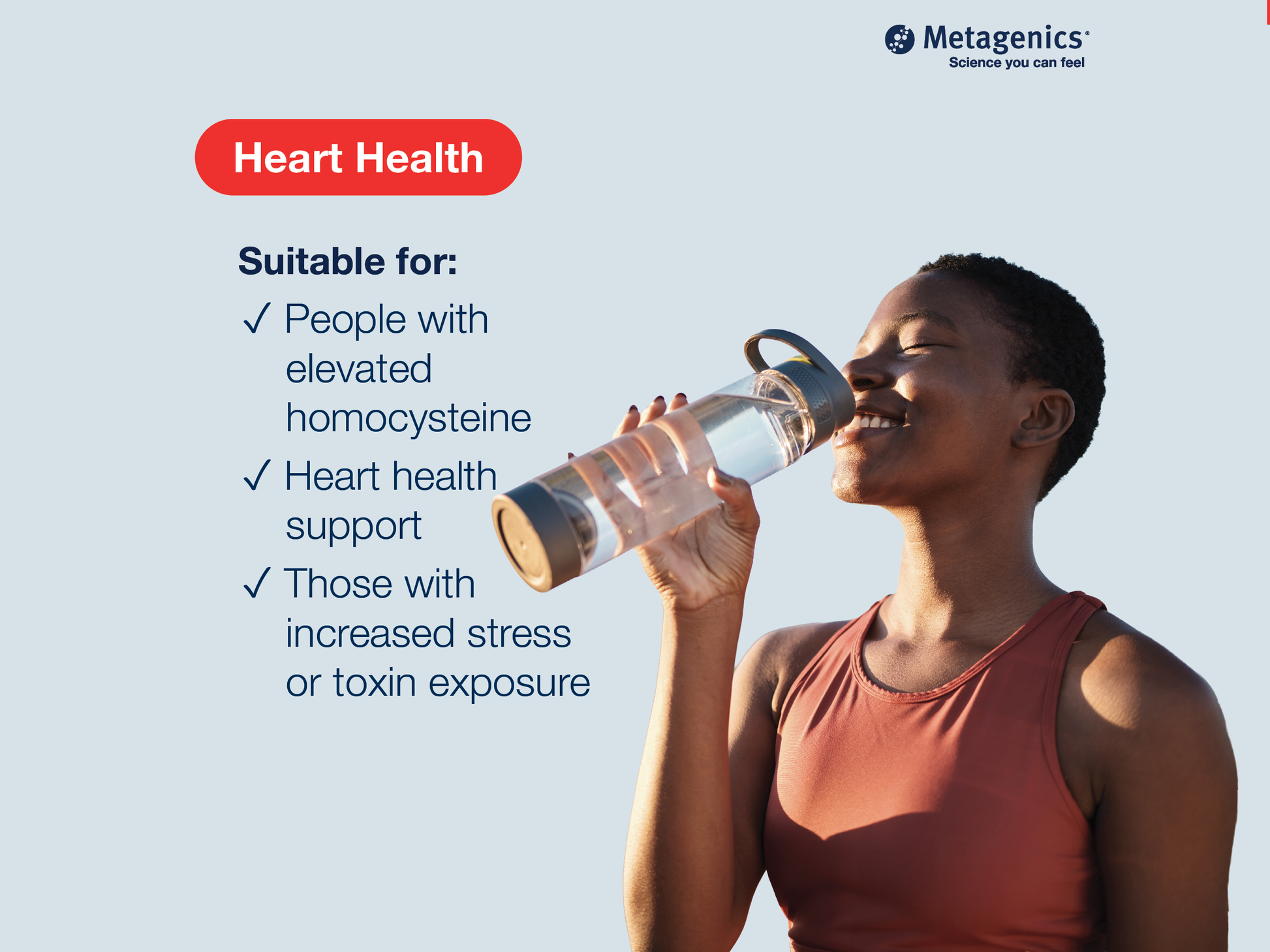 Information about heart health, methylation and homocysteine metabolism support with Methyl Care and lifestyle imagery