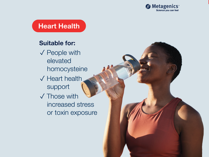 Information about heart health, methylation and homocysteine metabolism support with Methyl Care and lifestyle imagery