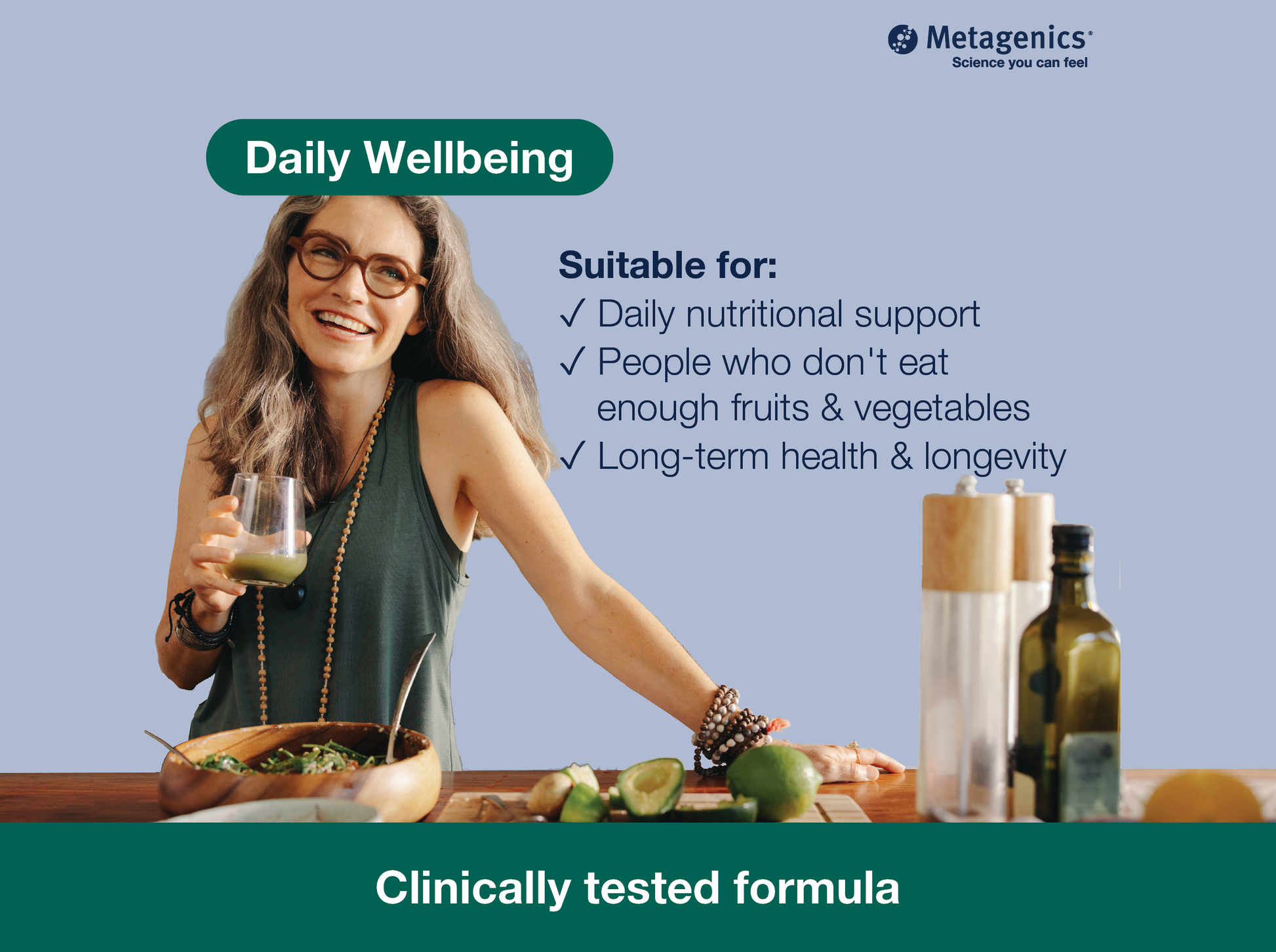 Information about daily wellbeing and nutritional support with PhytoMulti Multivitamin with Iron and healthy lifestyle imagery