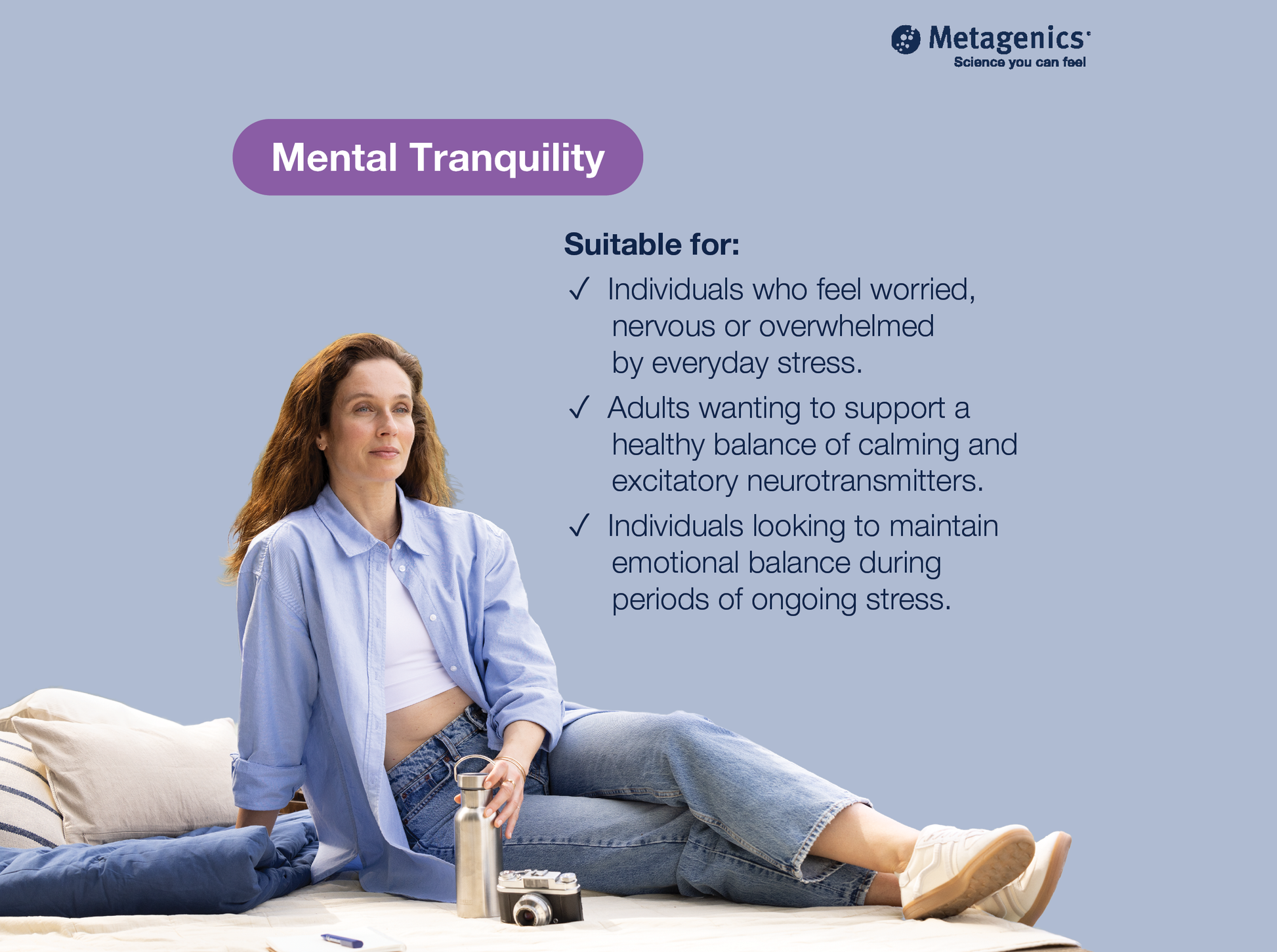 Information about mental wellbeing and calmness support with Trancor and lifestyle imagery