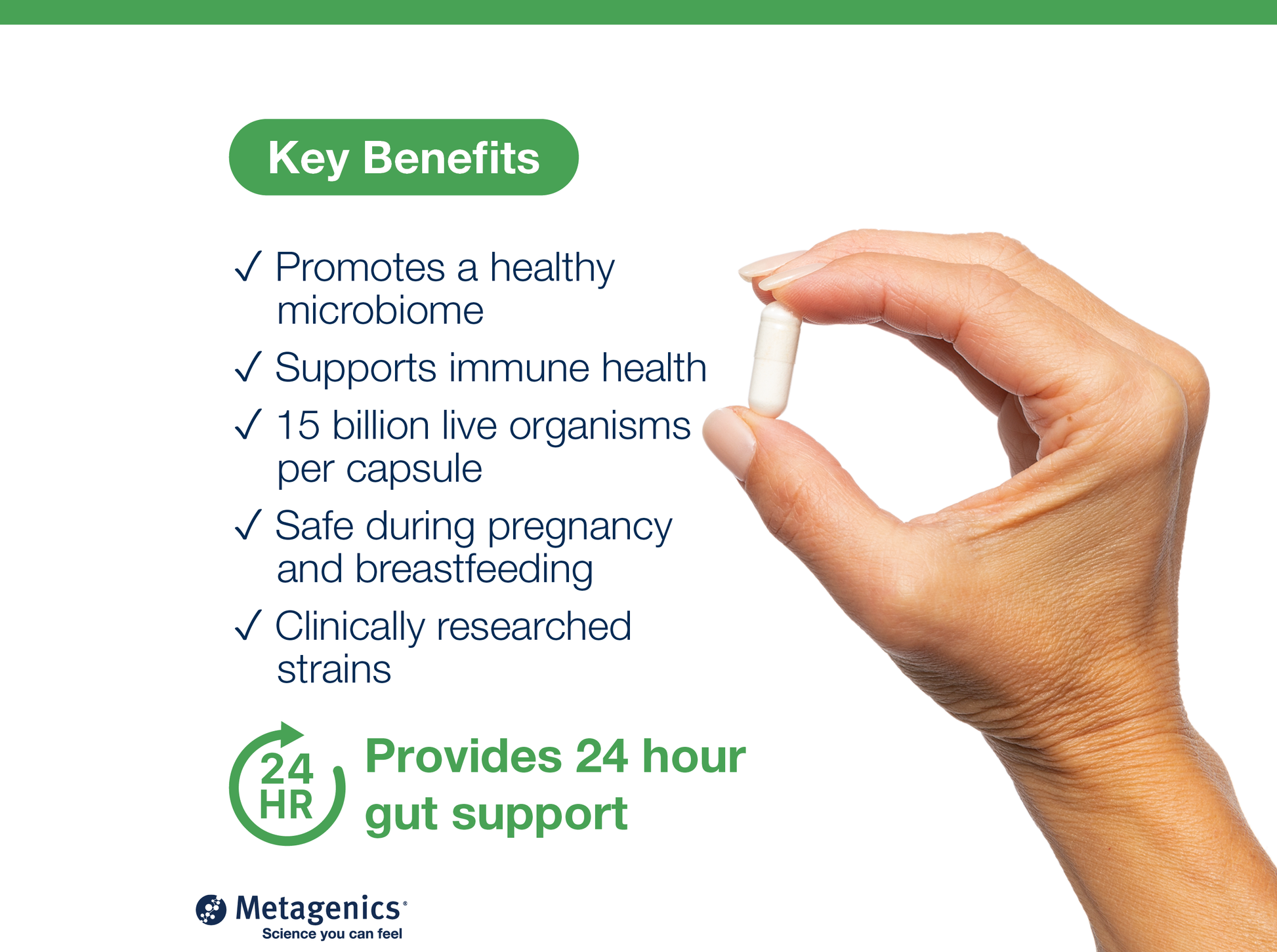 Information about 24-hour gut support and probiotic delivery with UltraFlora Balance Probiotic