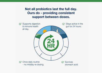 Information about 24-hour gut support with UltraFlora Complete Probiotic