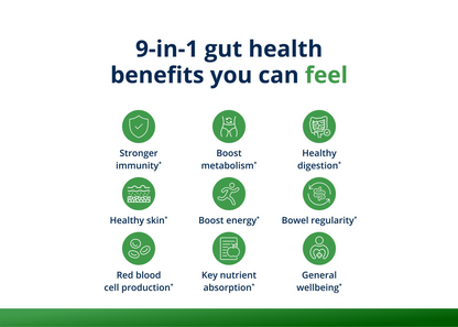 Information about nine gut health benefits associated with UltraFlora Complete Probiotic