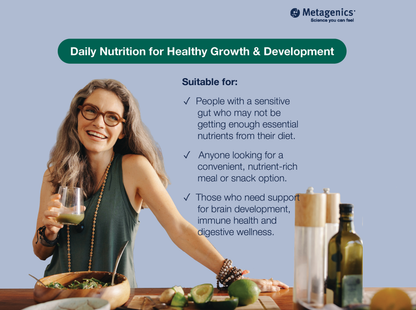 Information about daily nutritional support with UltraCare and healthy lifestyle imagery